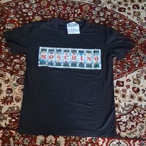 Moschino Black T-Shirt with Colorful Graphic